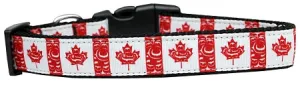 Canadian Flag In Swirls Nylon Dog Collar Xs