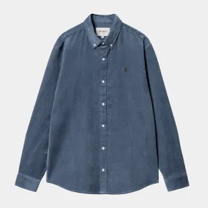 Carhartt WIP Madison Fine Cord Shirt - Hudson Blue / Black