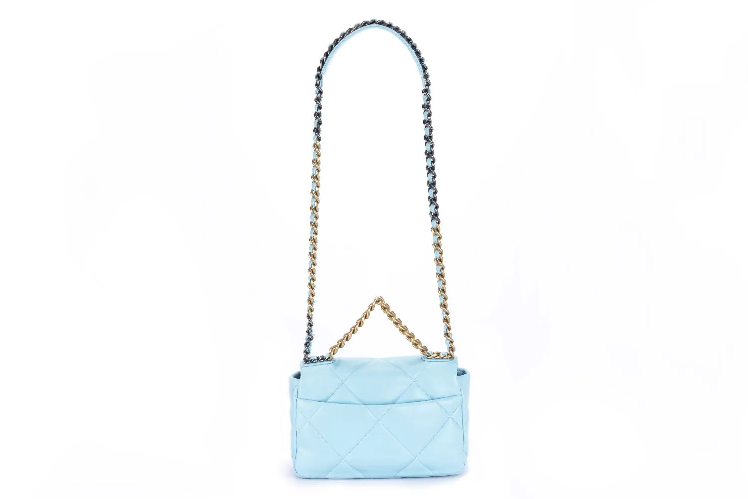 Chanel 19 Flap Bag (3127xxxx) Small Size Pastel Blue Lambskin with Card, Dust Cover & Box