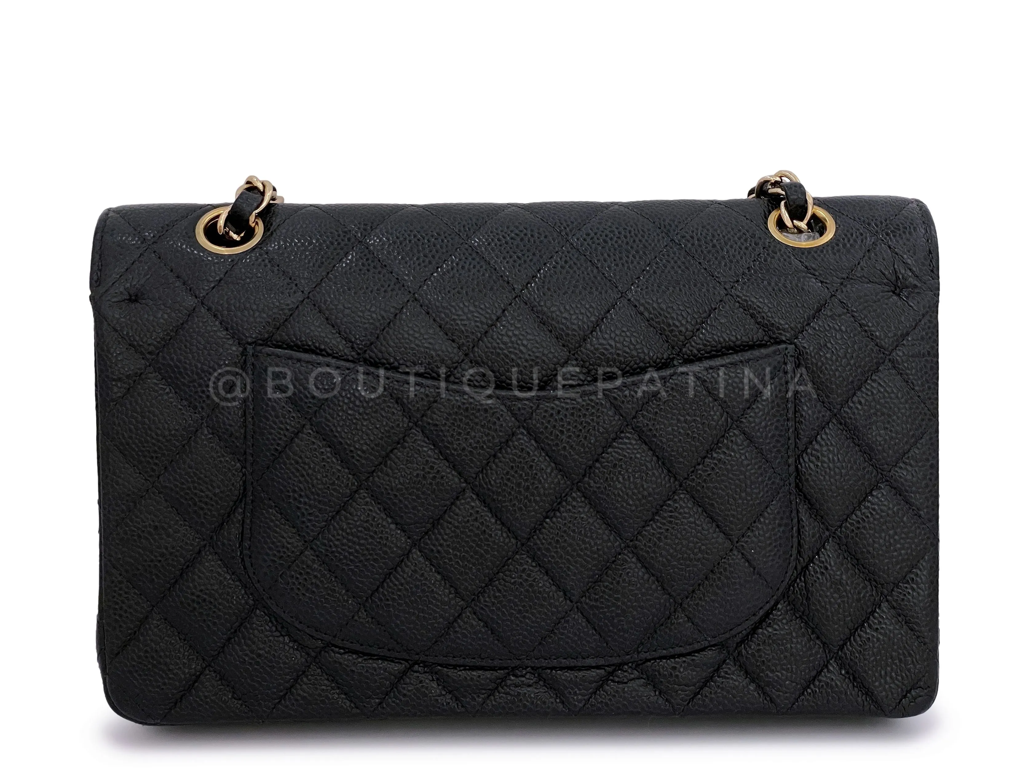 Chanel 2002 Vintage Black Caviar Medium Classic Double Flap Bag 24k GHW