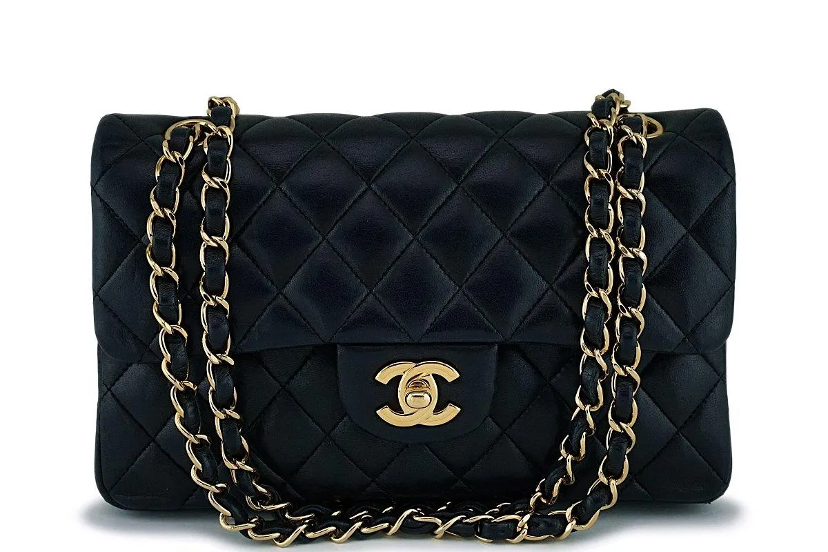 Chanel Black Lambskin Small Classic Double Flap Bag GHW