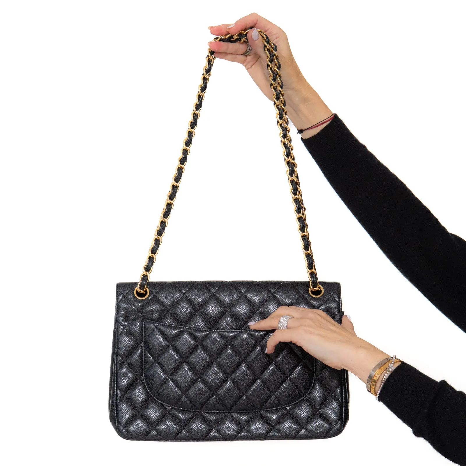 Chanel Jumbo Black Caviar Leather Double Flap Bag