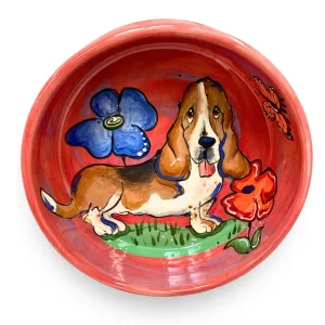 Charming Basset Hound Garden Bowl