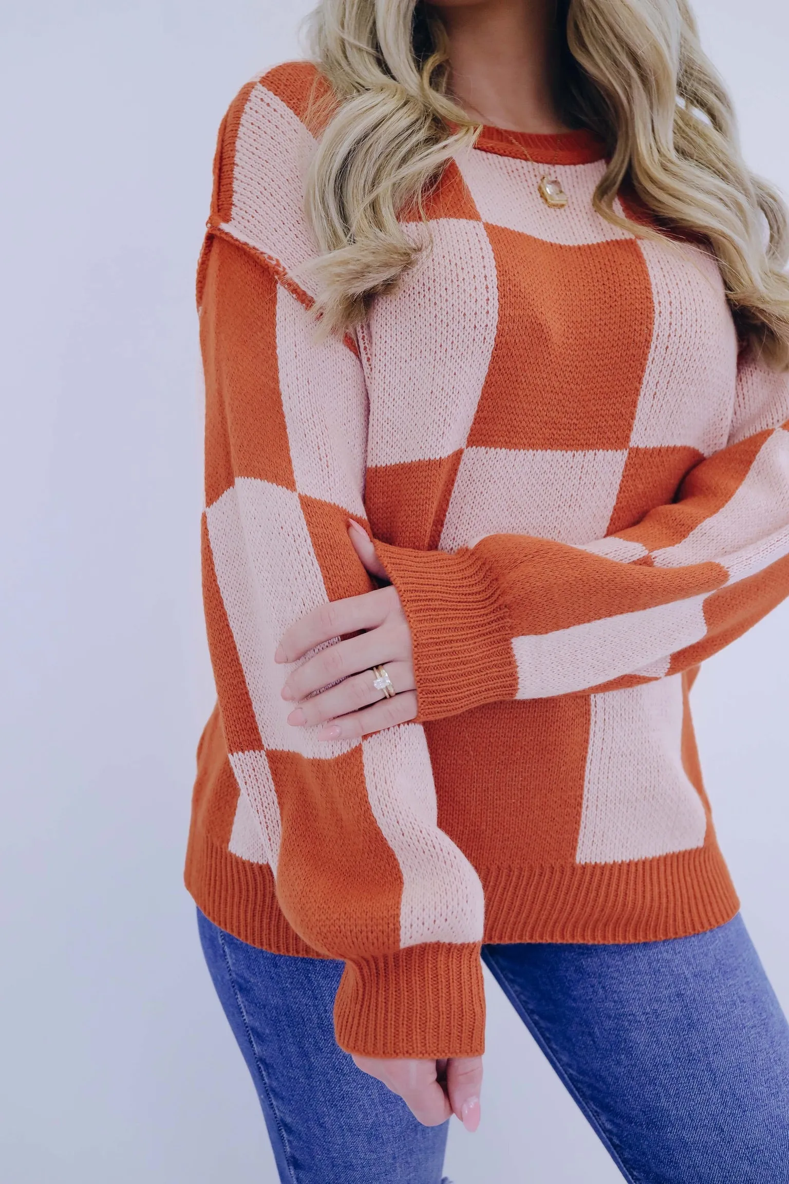 Charming Checkered Knit Sweater - 2 Colors