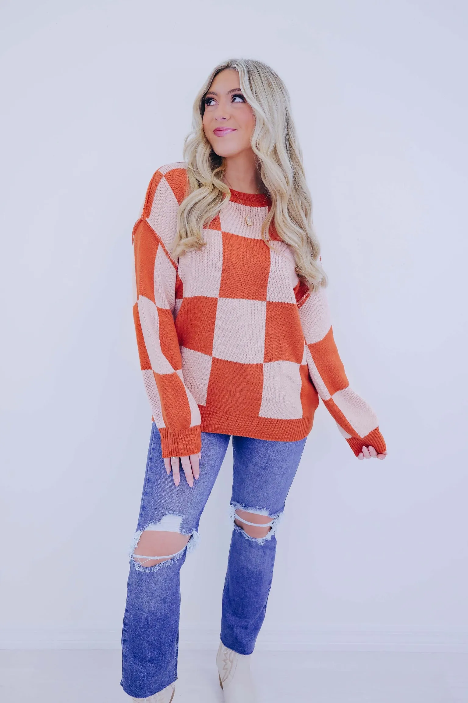 Charming Checkered Knit Sweater - 2 Colors