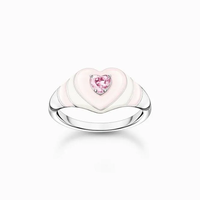 Charming Pink Stone Heart Ring TR2435-041-9