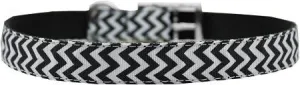 Chevrons Nylon Dog Collar with classic buckle 3-4" Black Size 12