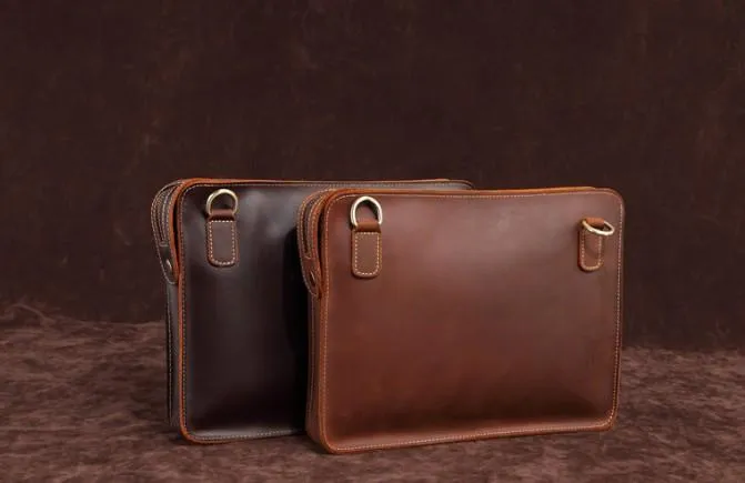 Classy Retro Leather Mens Tablet Messenger Bag Small Side Bag Messenger Bag For Men