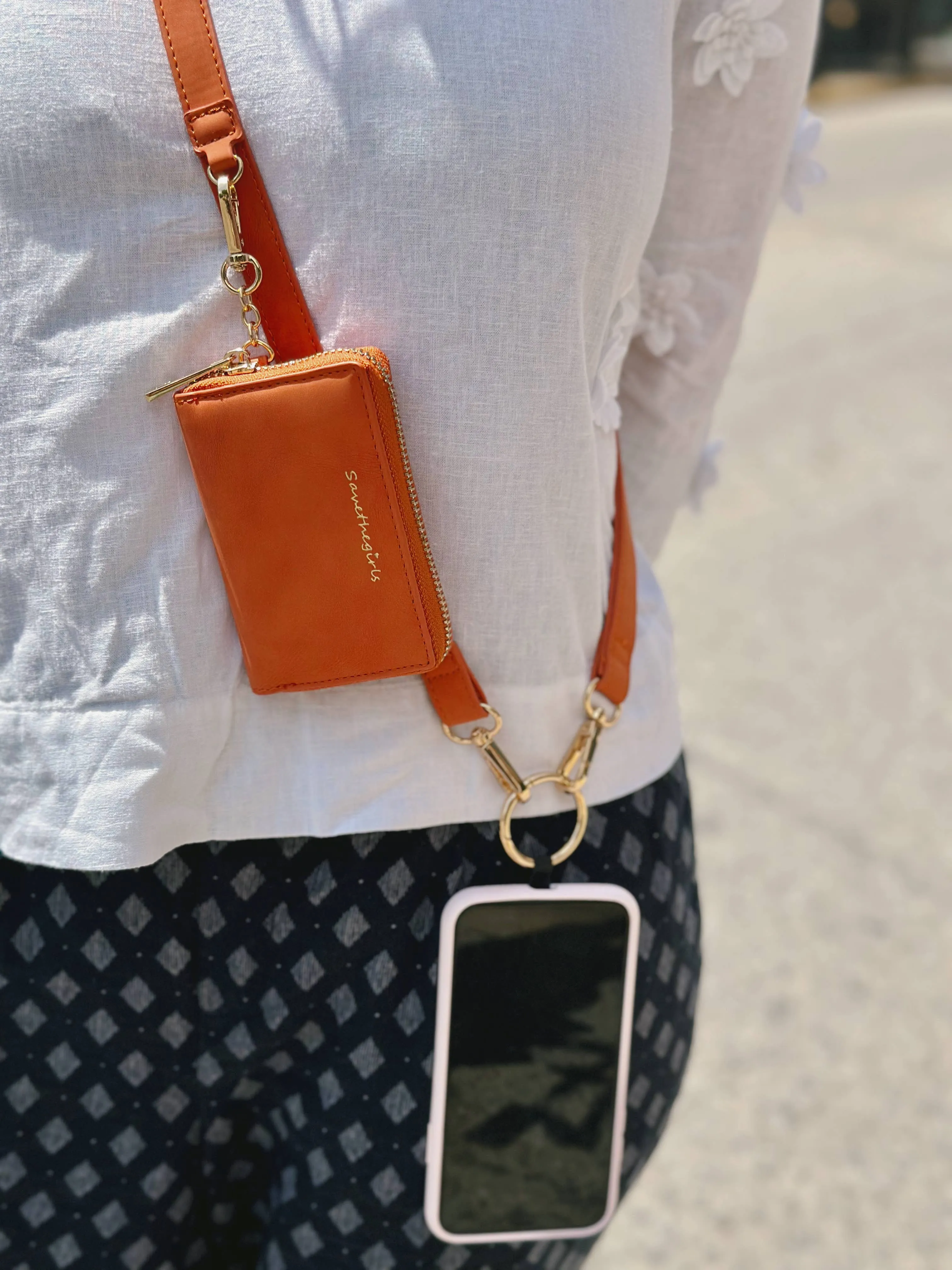 Clip & Go Brushed Vegan Leather Phone Lanyard