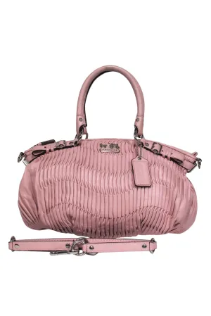 Coach - Baby Pink Ruched Pouch-Style Convertible Satchel