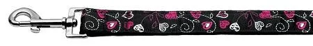 Crazy Hearts Nylon Collars Black 1 wide 4ft Lsh