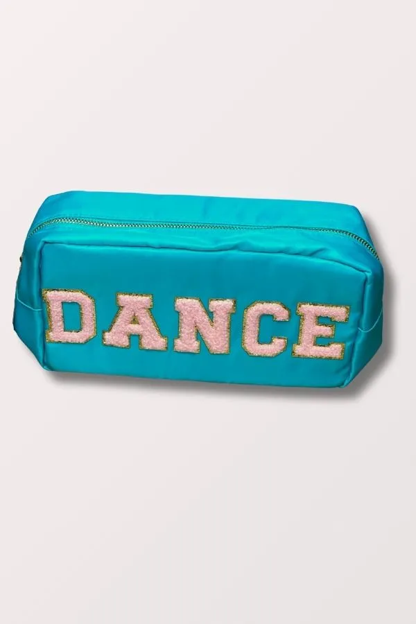 Dance Makeup Bag - Teal with Pink Letters