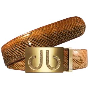 Dark Brown Snakeskin Leather Belt with buckle