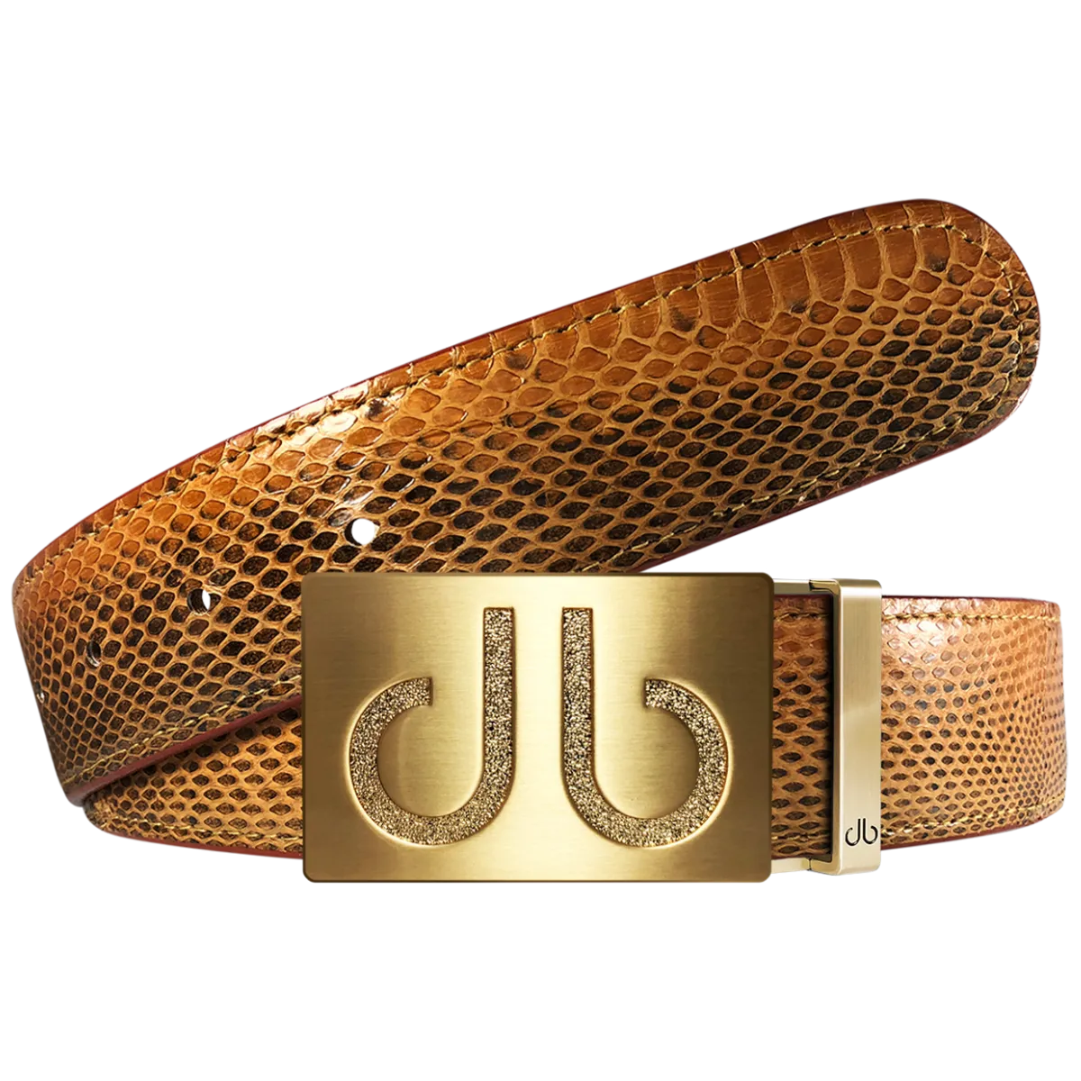 Dark Brown Snakeskin Leather Belt with buckle