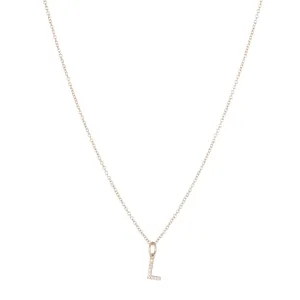 Diamond Initial Charm 14k Yellow Gold Necklace