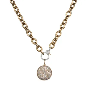 DIAMOND PENDANT DISC ON A LINK CHAIN NECKLACE