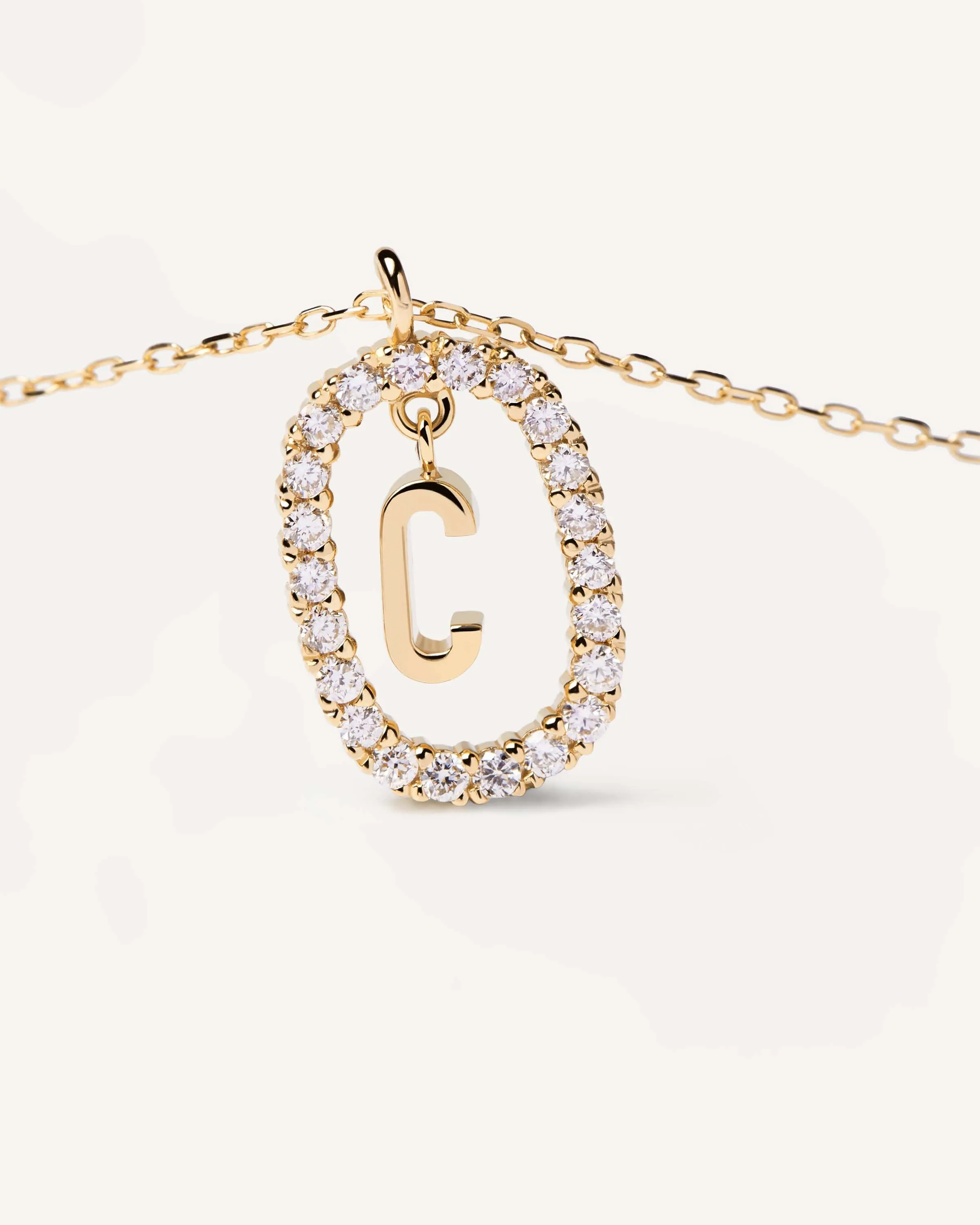 Diamonds and Gold Letter C Necklace