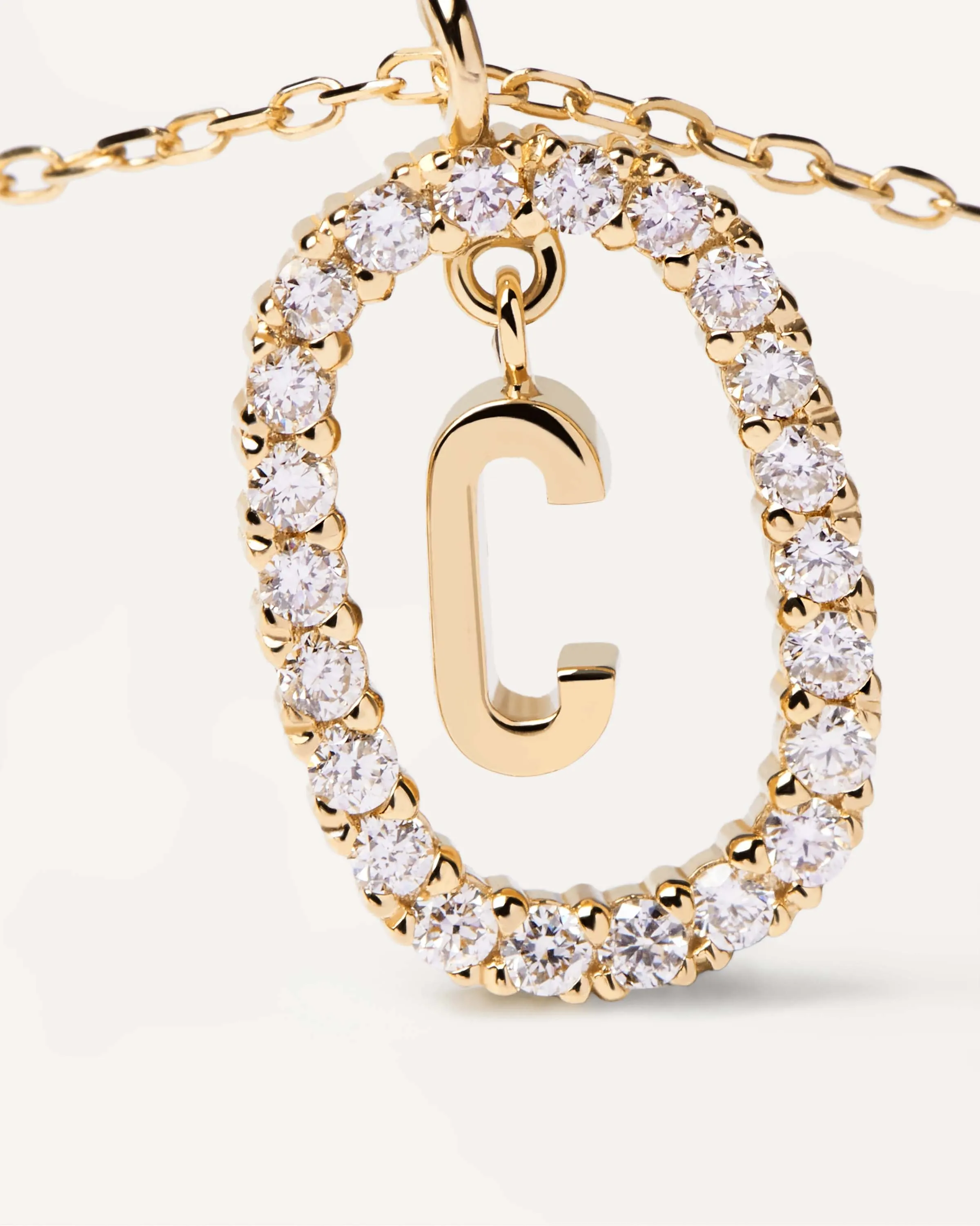 Diamonds and Gold Letter C Necklace