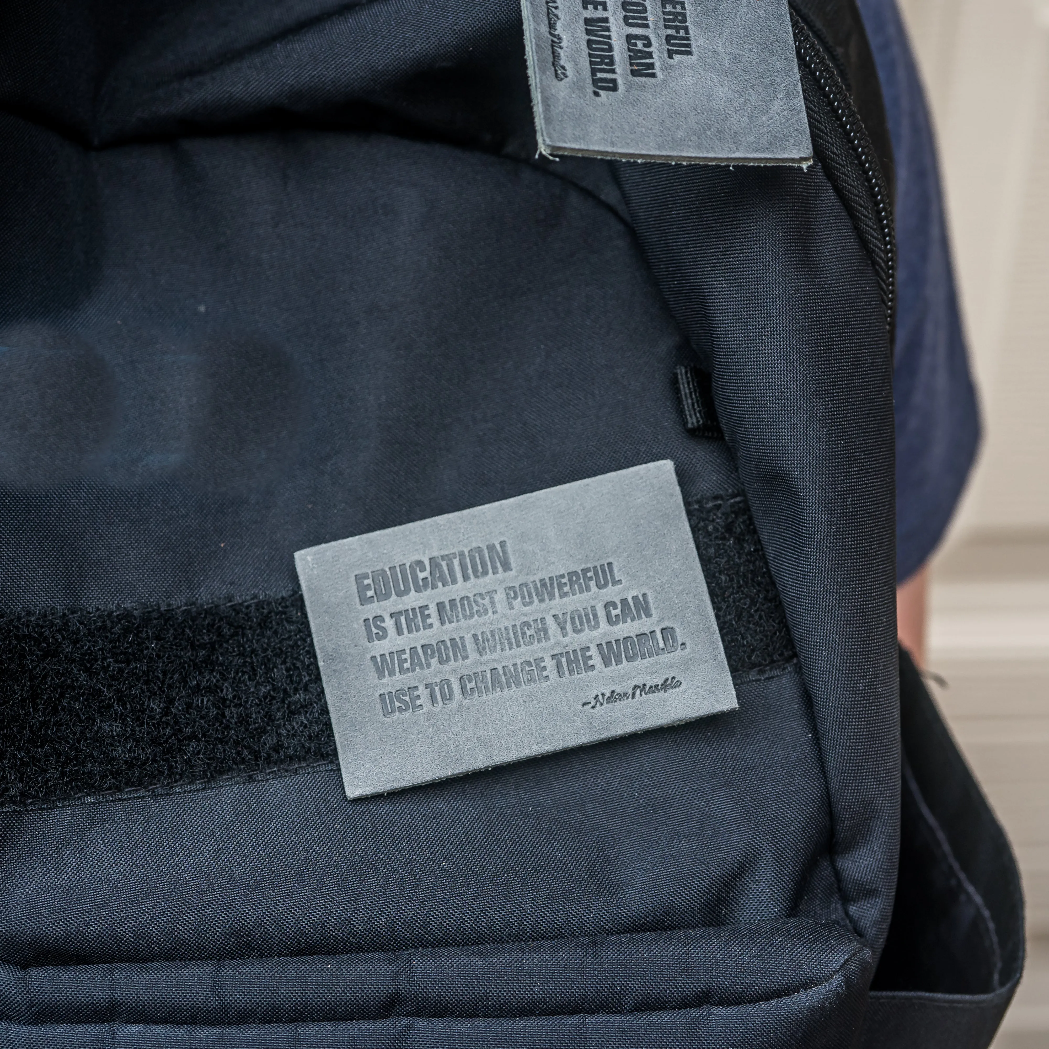 Education is the most powerful | Leather Patch with Velcro Back | Back to School