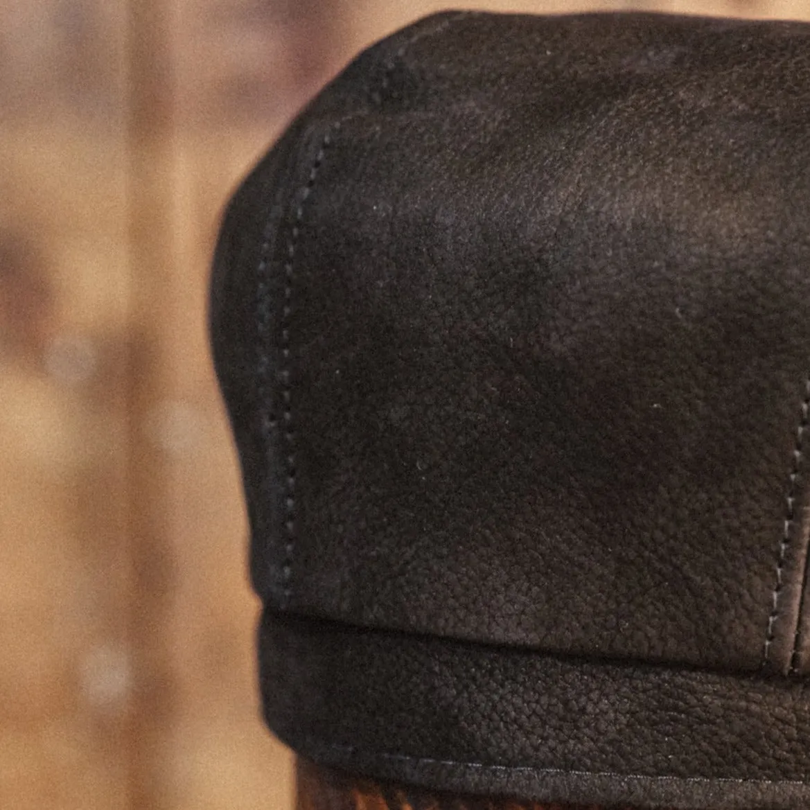 Eight Piece Leather Newsboy Cap-Brown