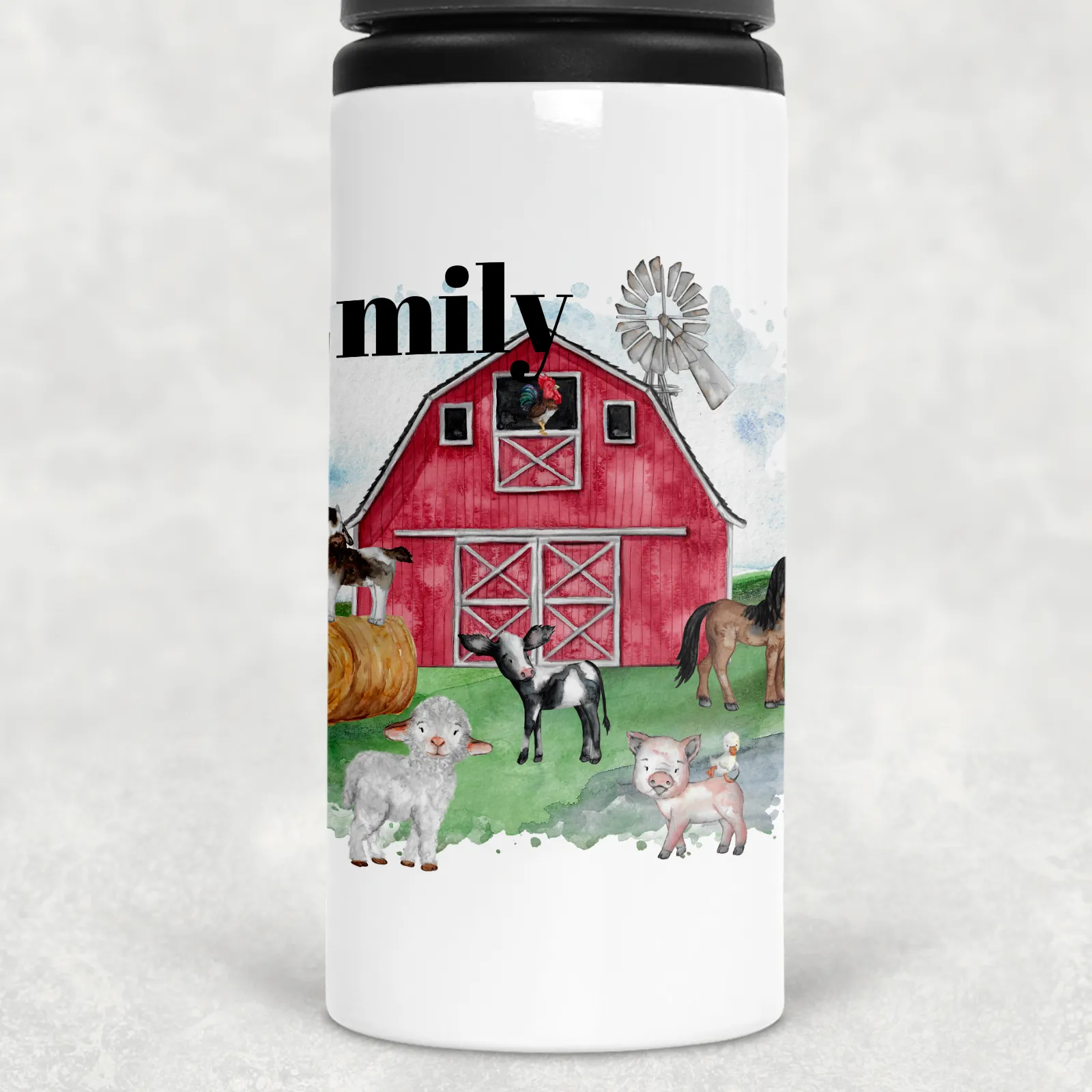 Farm Personalised Aluminium Straw Water Bottle 650ml