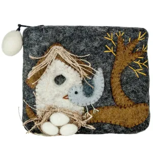 Felt Coin Purse Nesting Bird Wild Woolies