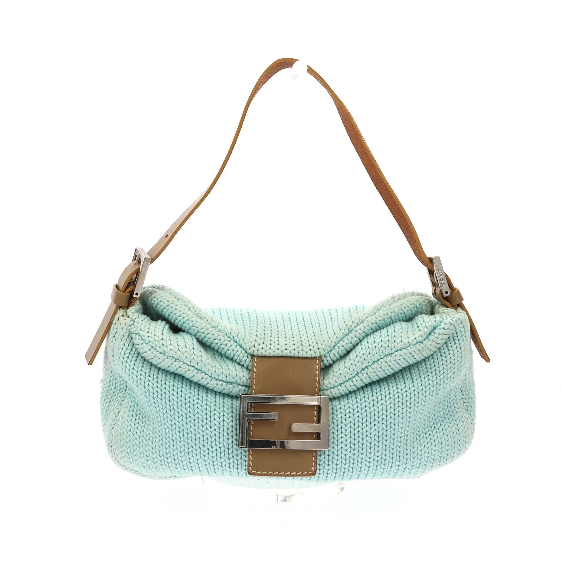 FENDI Baguette Shoulder Bag in Blue Fabric