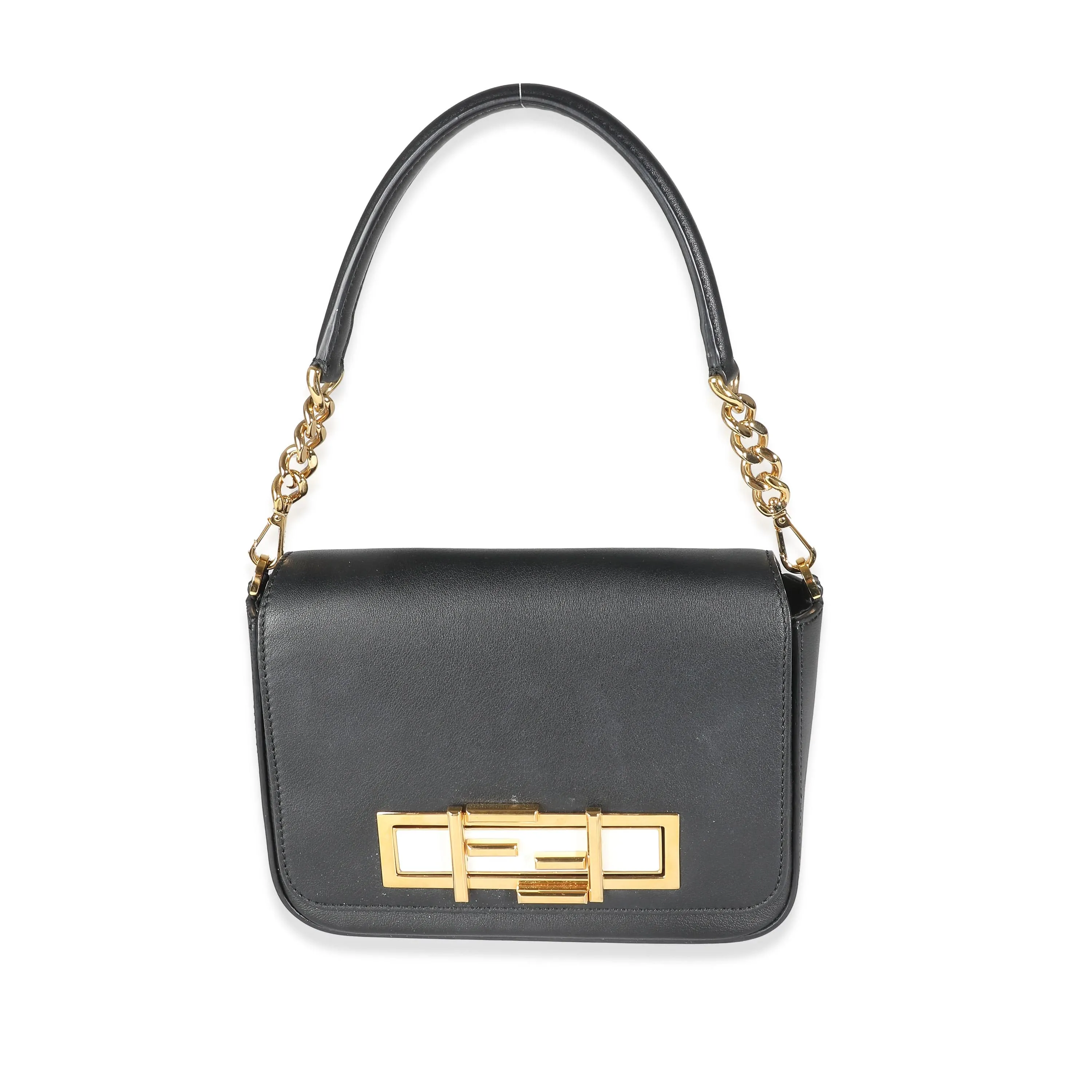 Fendi Black Leather Top Handle Bag With GHW ASC5190