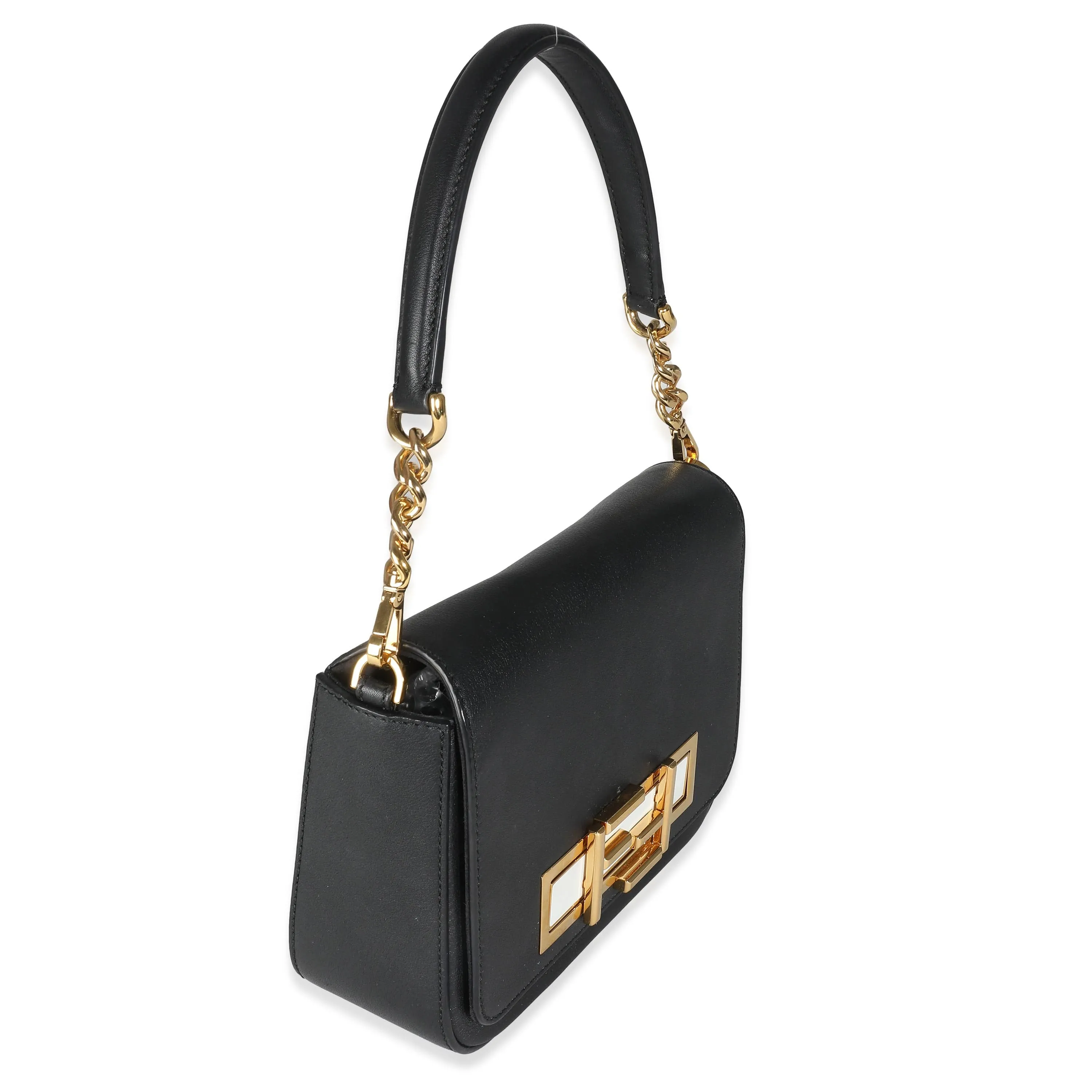 Fendi Black Leather Top Handle Bag With GHW ASC5190