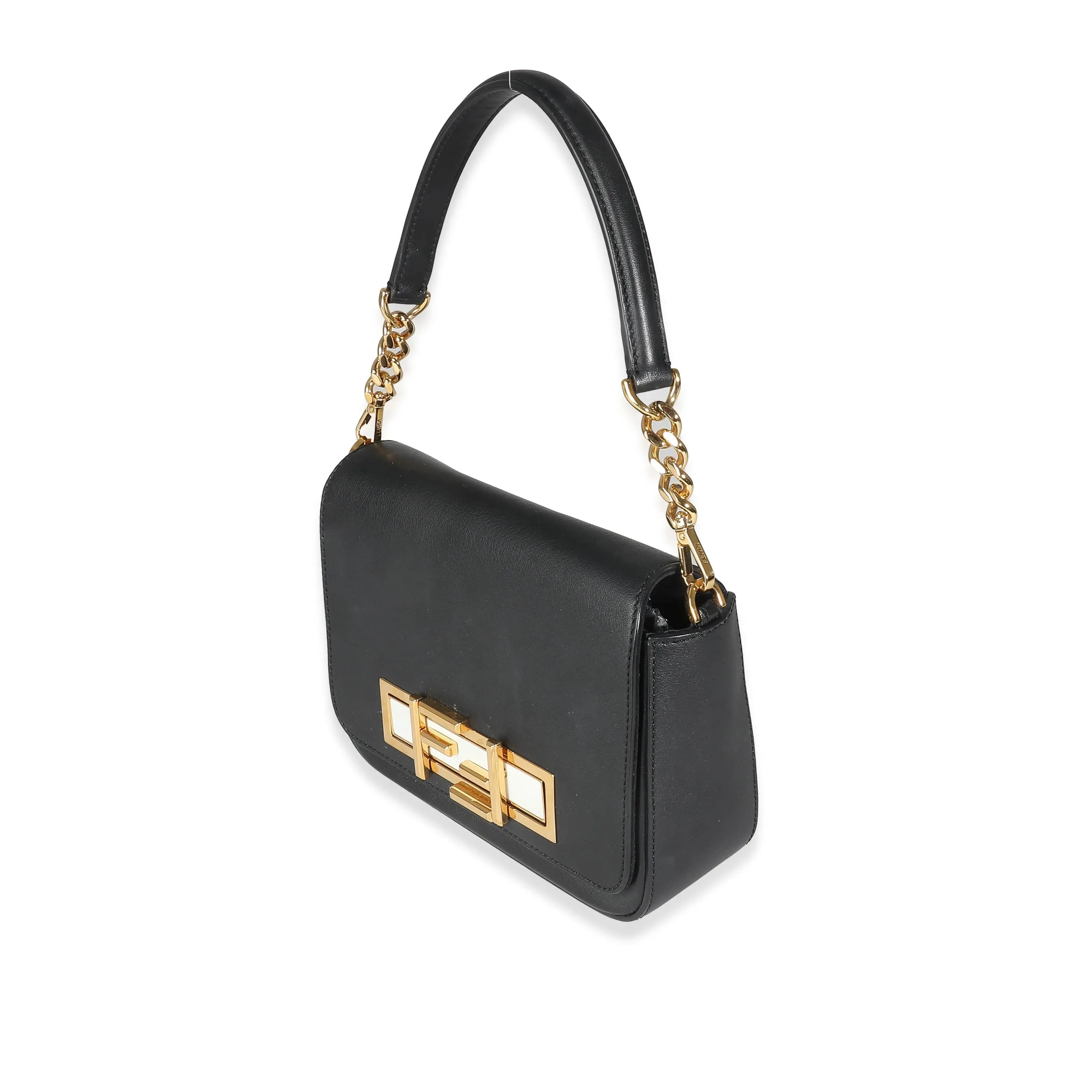 Fendi Black Leather Top Handle Bag With GHW ASC5190