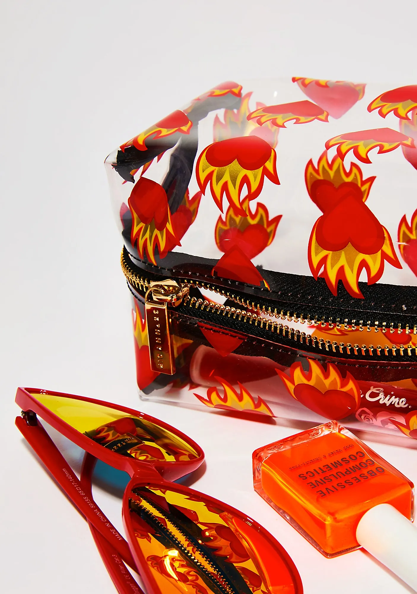 Flaming Heart Make Up Bag