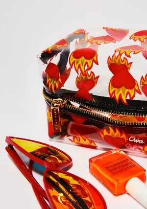 Flaming Heart Make Up Bag