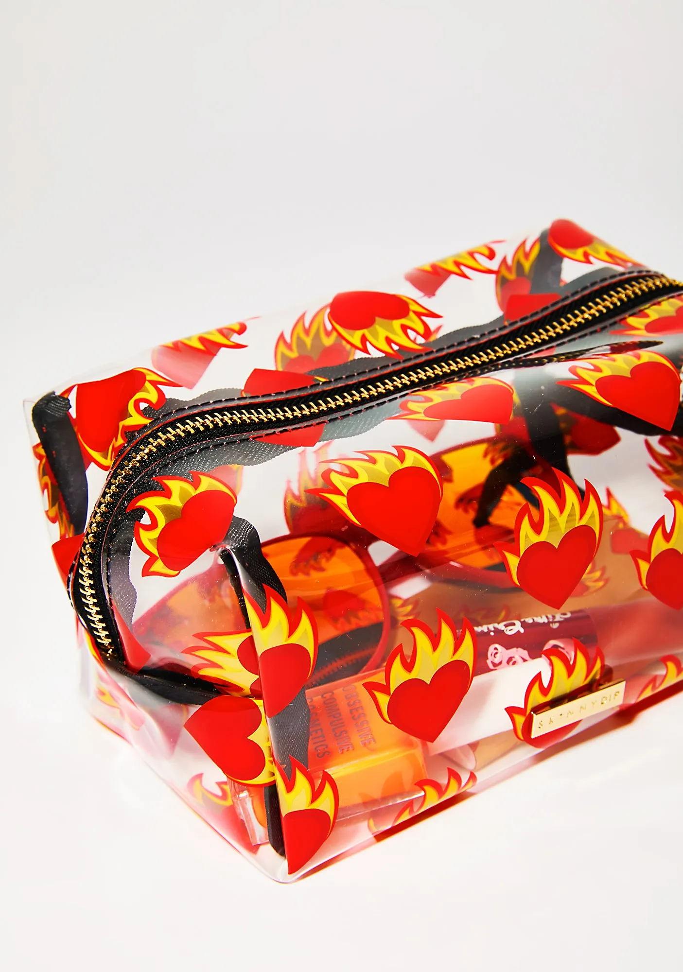 Flaming Heart Make Up Bag