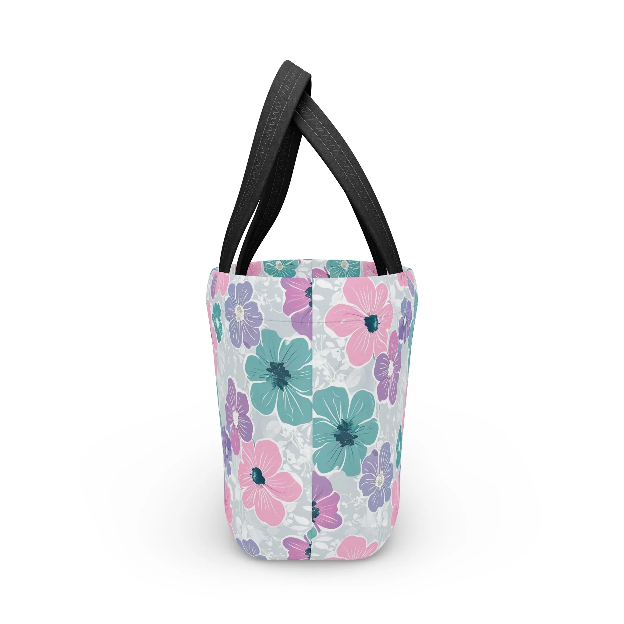 Floral Lunch Bag, Insulated Tote, Reusable Food Carrier, Picnic Bag, Eco-Friendly Gift, Ideal for Work and School