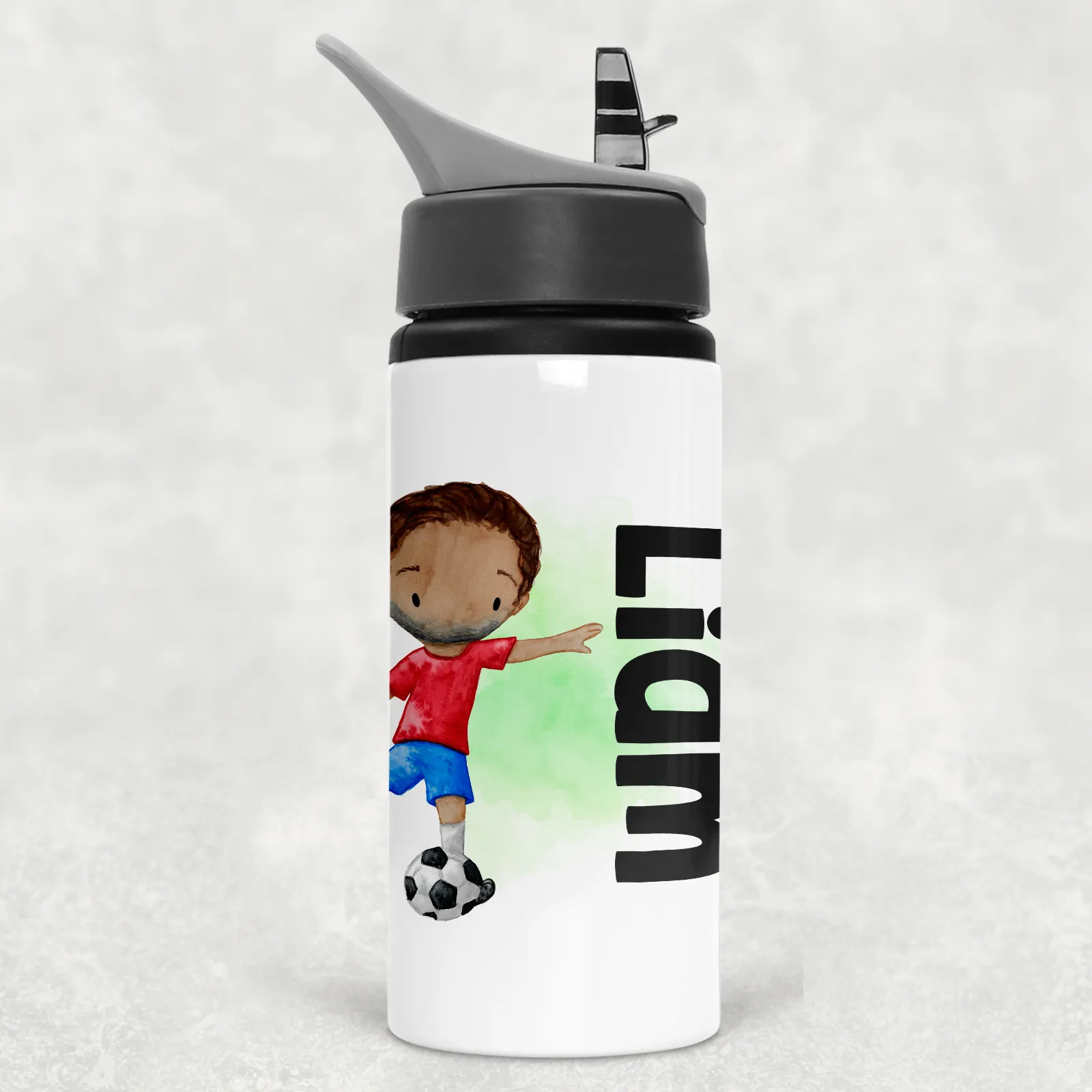 Football Personalised Aluminium Straw Water Bottle 650ml