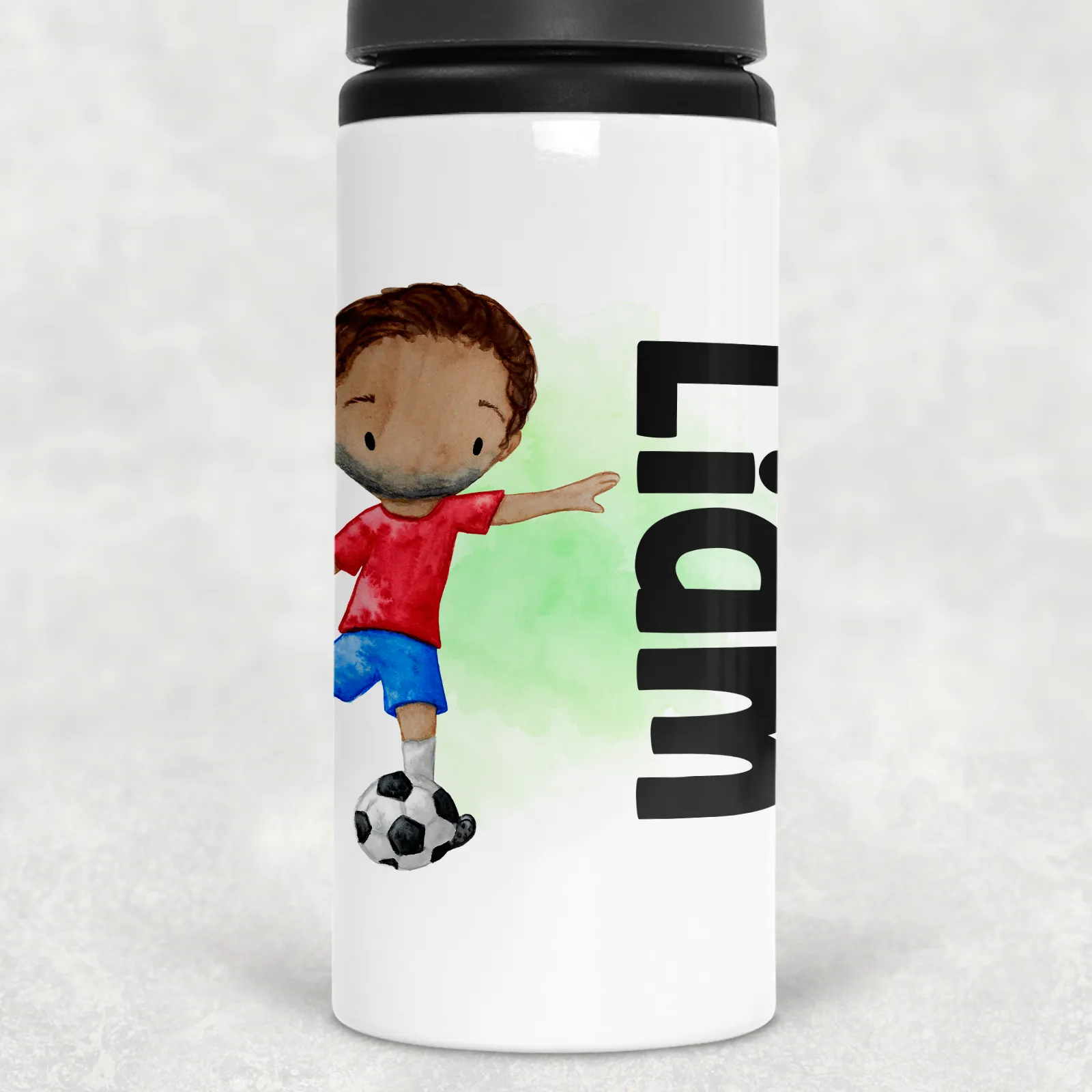 Football Personalised Aluminium Straw Water Bottle 650ml