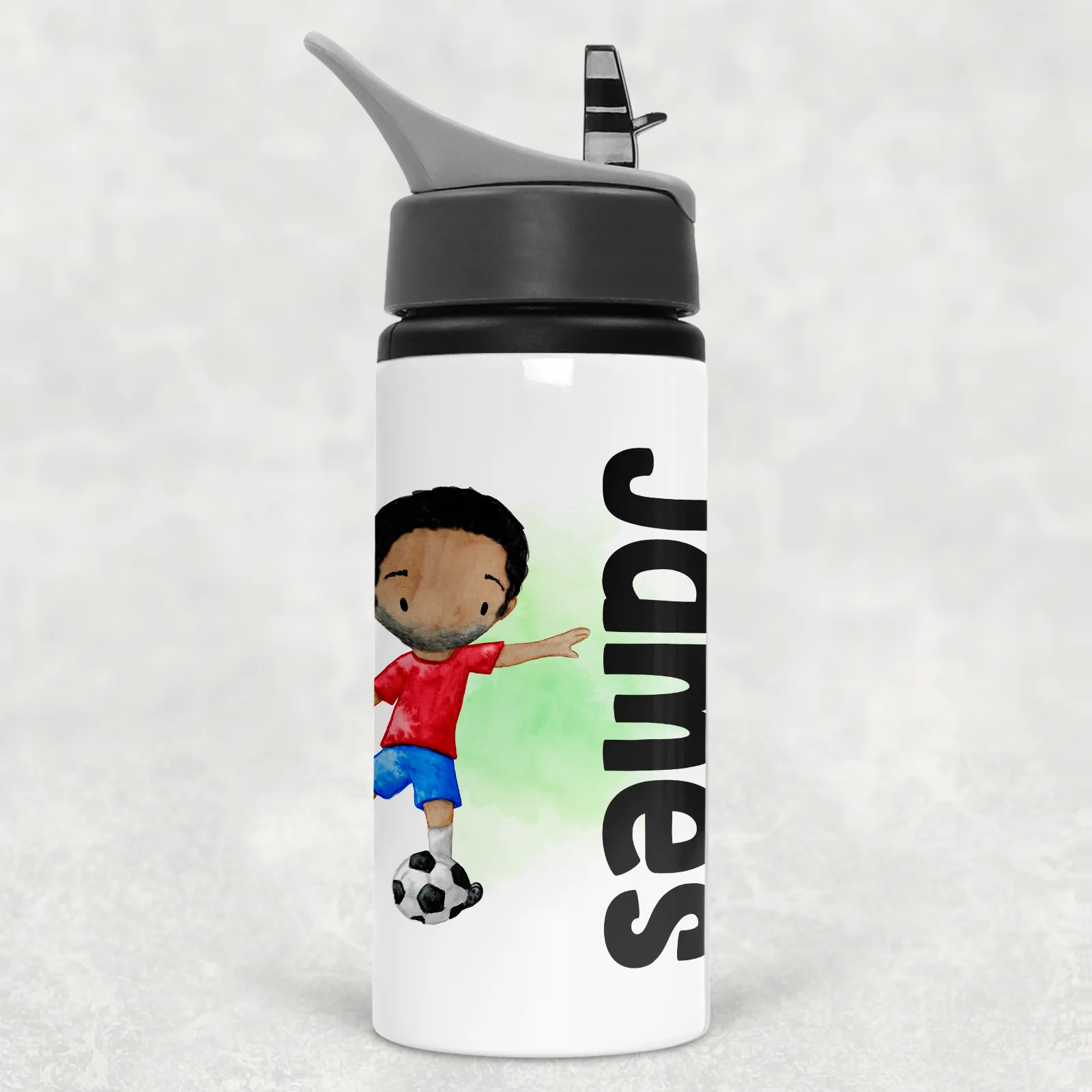 Football Personalised Aluminium Straw Water Bottle 650ml