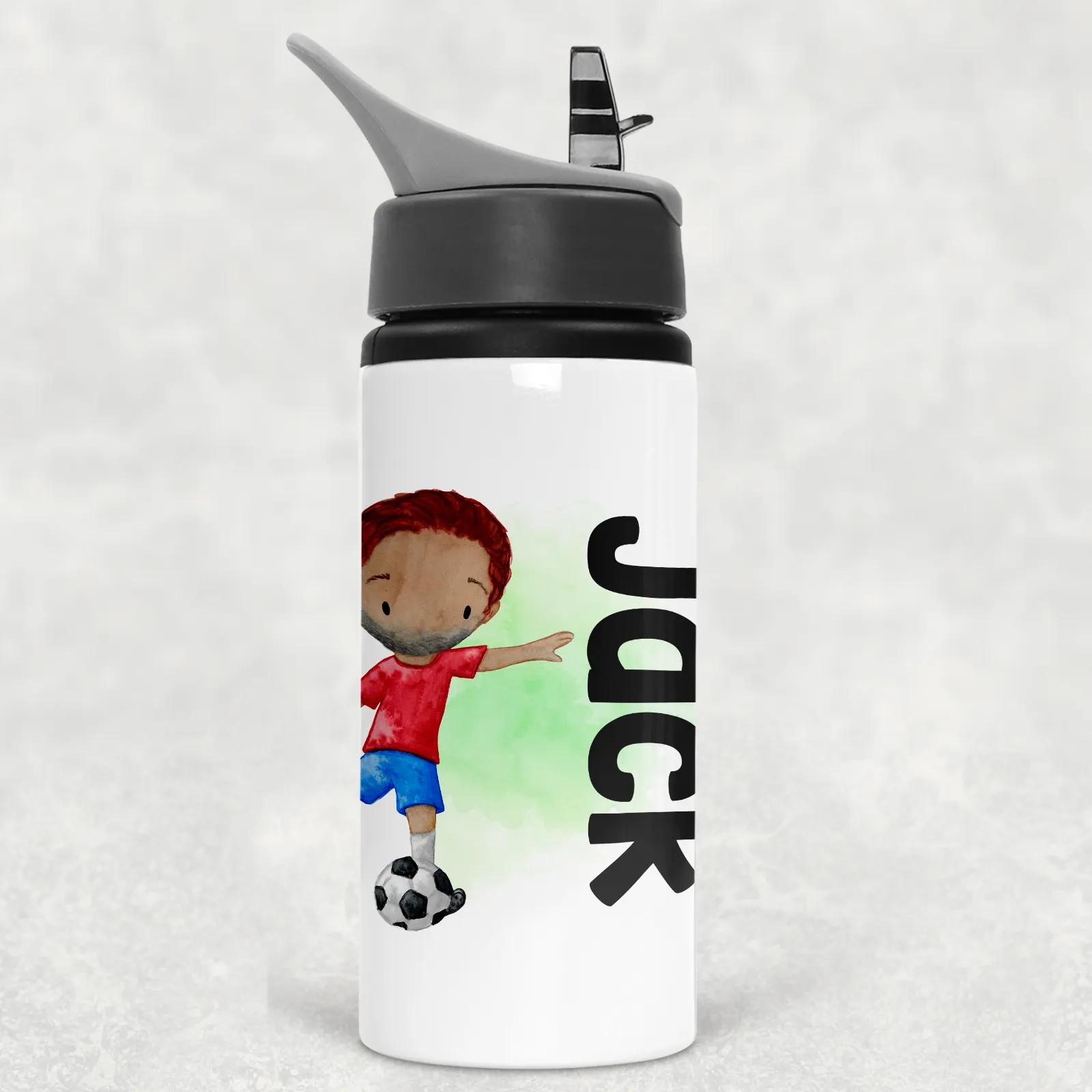 Football Personalised Aluminium Straw Water Bottle 650ml