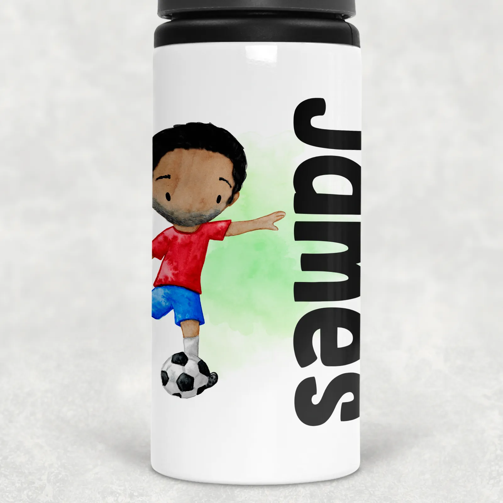 Football Personalised Aluminium Straw Water Bottle 650ml