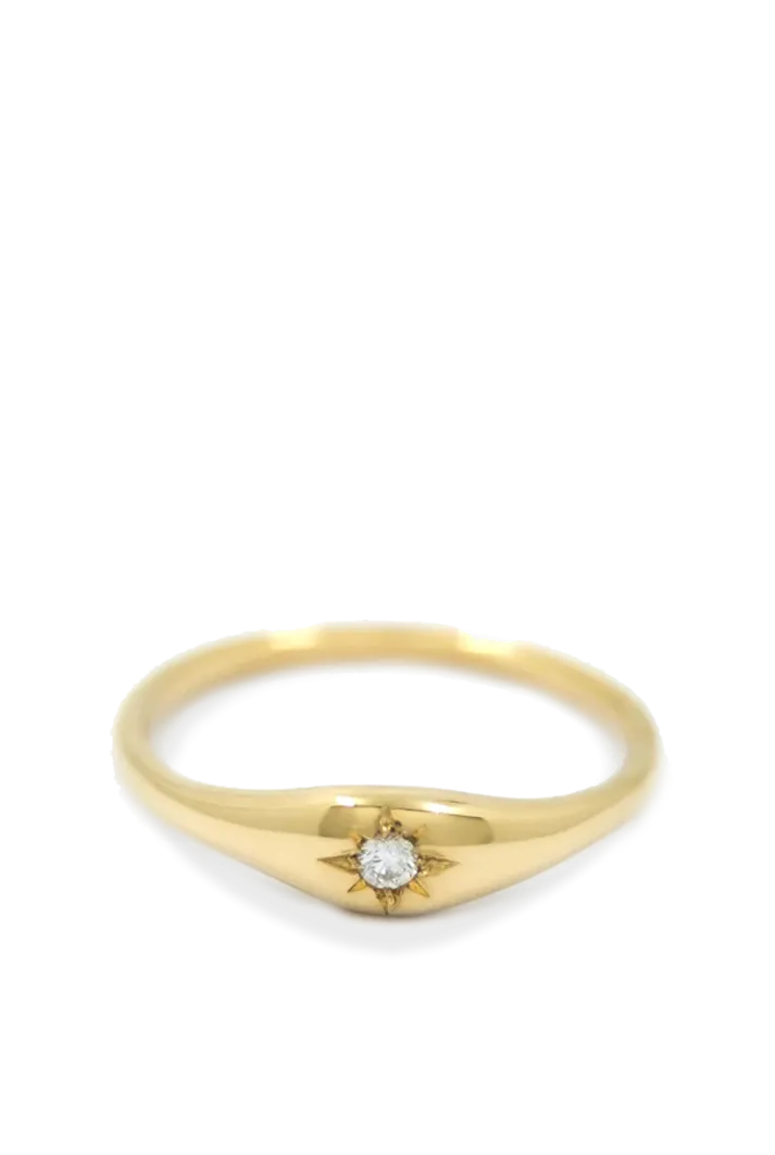 Gold Dome Ring with Diamond