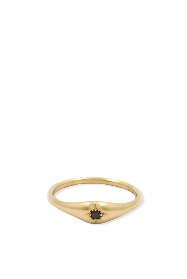 Gold Dome Ring with Diamond