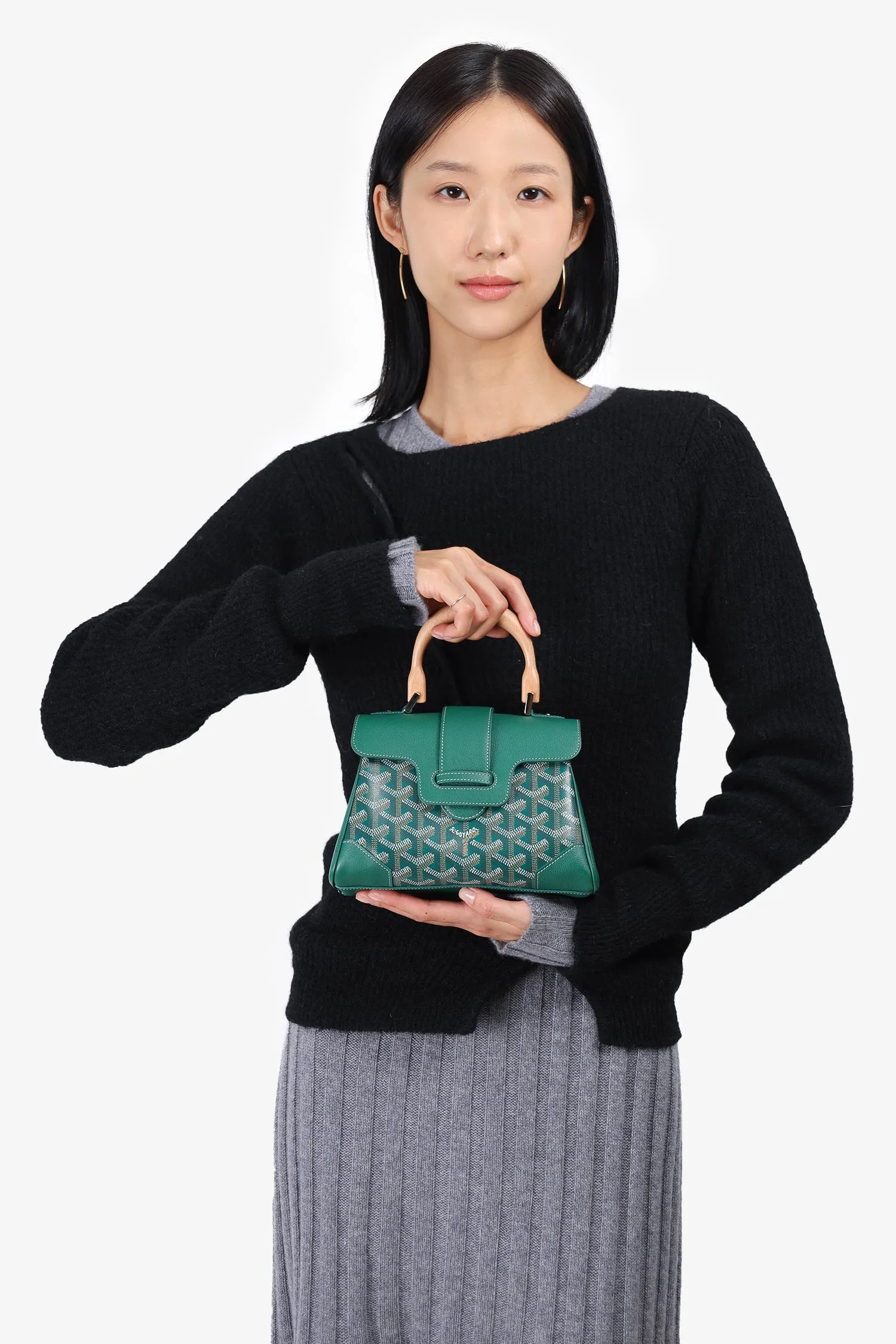 Goyard Green Goyardine Mini Saigon Bag with Strap