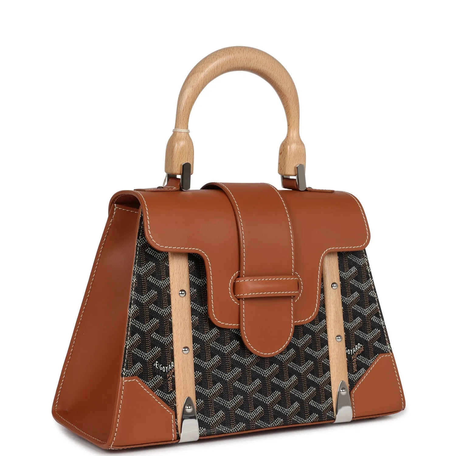 Goyard Saigon Structure PM Black and Brown Goyardine Palladium Hardware