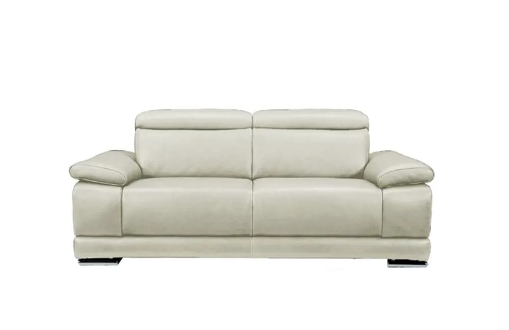 Grace Modern Light Gray Leather Reclining Loveseat