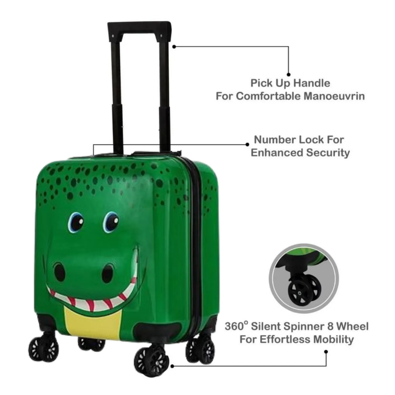 Green Croco Cabin Trolley Bag/Suitcase