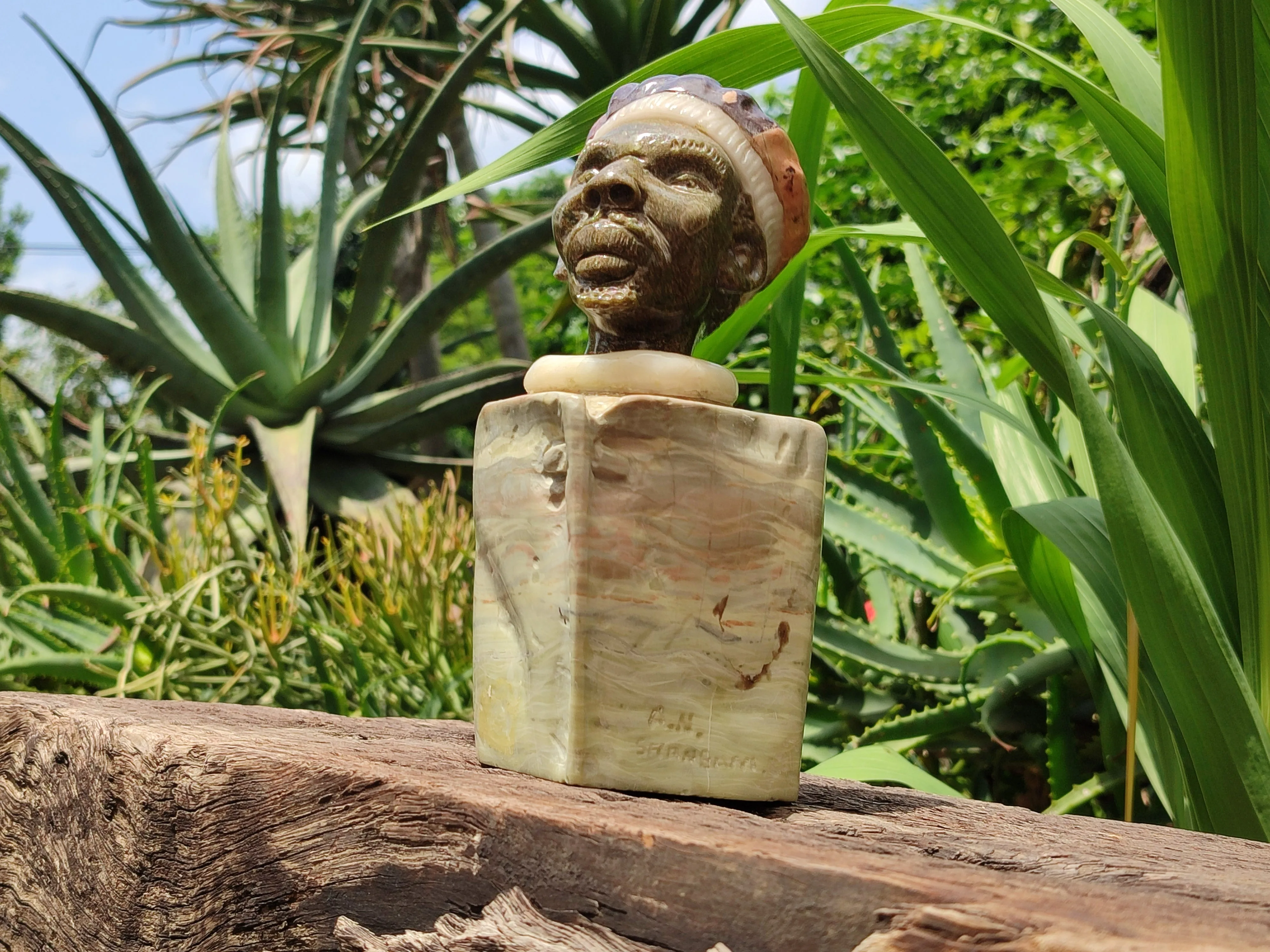 Hand Made African Bust Stone Sculpture x 1 From Zimbabwe