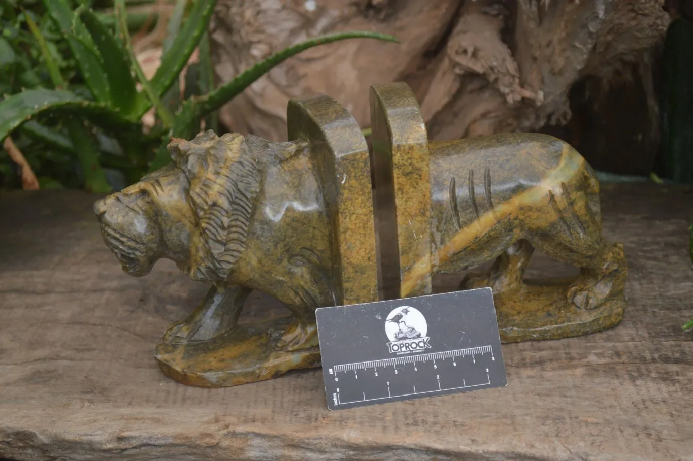 Hand Made Serpentine Lion Bookends x 2 From Zimbabwe