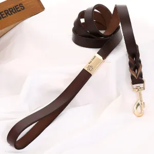 Handmade Cowhide Leather Dog Leash&Collar