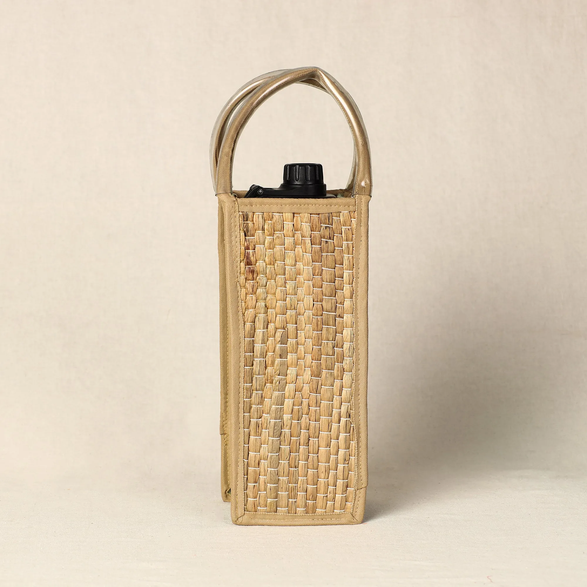 Handmade Organic Water Hyacinth Bottle Bag from Assam