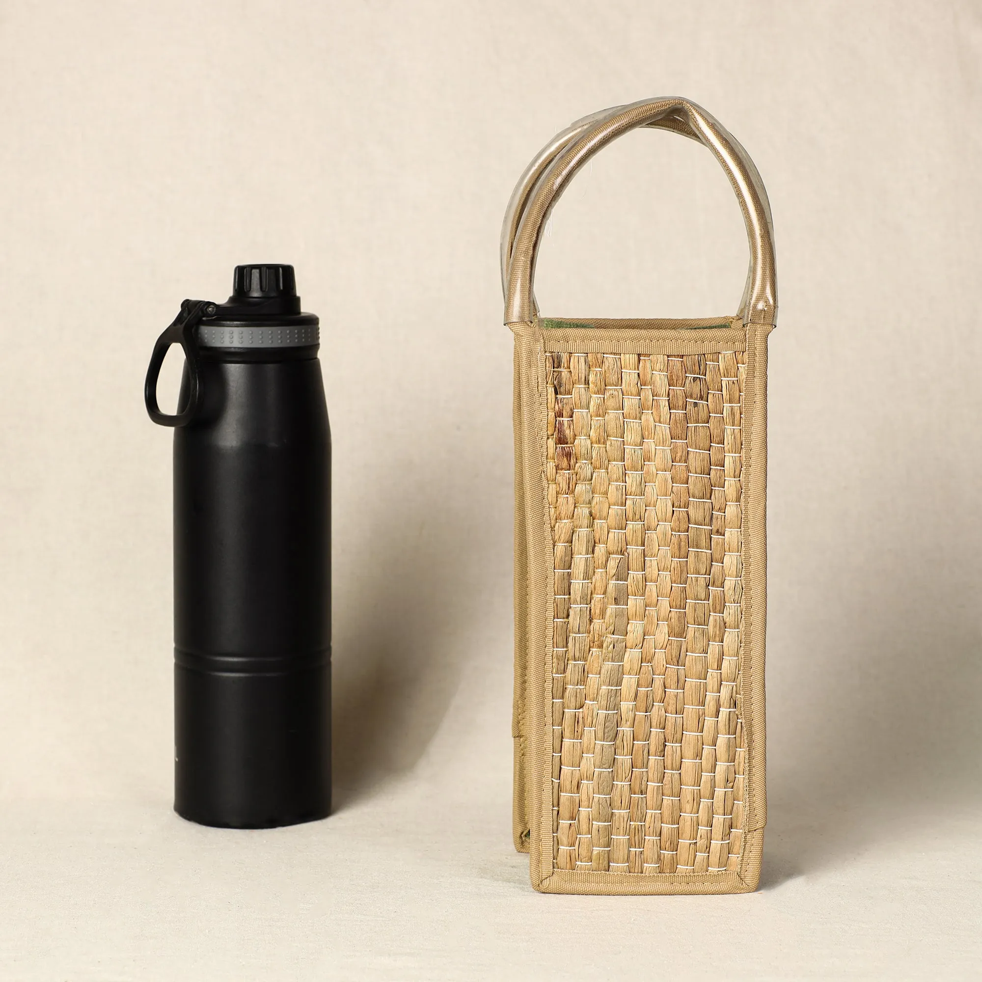 Handmade Organic Water Hyacinth Bottle Bag from Assam